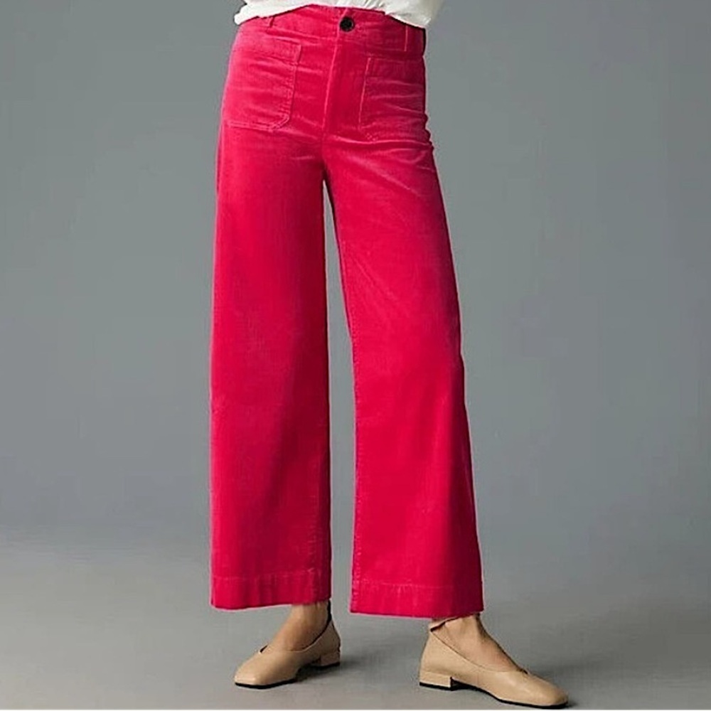 Anthropologie Pink Wide-Leg Corduroy Pants